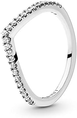 PANDORA Jewelry Sparkling Wishbone Cubic Zirconia Ring in Sterling Silver, Size 9