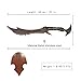25-inch Skyrim Demon Sword Flame Knife with Wooden Display Stand, 65 Manganese Steel Full Tang Knife, Suitable for Role Playing and Display