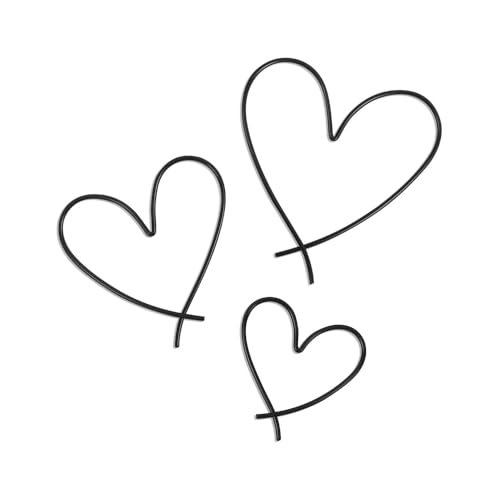 VOANZO Lot de 3 décorations murales en Forme de cœur en métal Noir, Panneau Mural en Forme de cœur, Ornements à Suspendre pour Chambre à Coucher, Salon