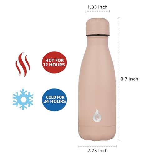 Image of BJPKPK 12oz Insulated Stainless Steel Water Bottles Metal Water Bottle for Travel,Apricot