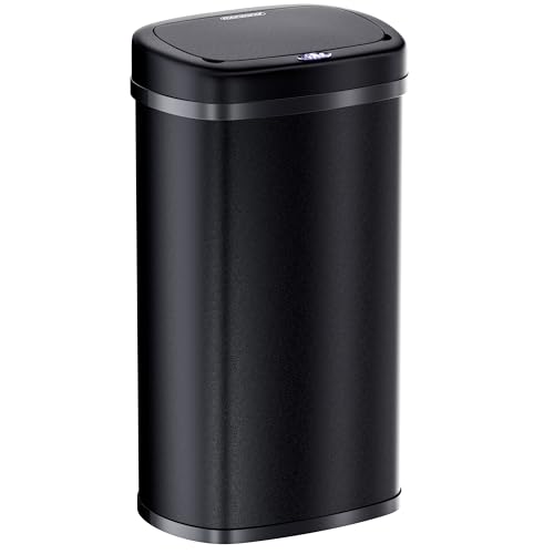 Monzana® Cubo de Basura Cocina con Sensor 58 L Acero Inoxidable Tapa Automática Extraíble Anillo Seguridad Indicador LED Cable USB Casa Oficina Negro