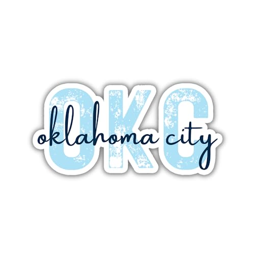 OKC Oklahoma City Airport Code Travel Sticker, Multiple Colors, Vinyl Laptop Water Bottle Planner Journal, Places I've Been, Luggage Decal (Blue)