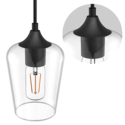 Ralbay Set Of 2 Matte Black Pendant Light Fixtures Industrial Black Hanging Lights With Wine Glass Vintage Edison Matte Black Hanging Pendant Lighting (Bulb Excluded) #TOP6