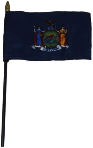 Wholesale 12 State of New York 4''x6'' Flag Desk Set Table Wooden Stick Staff - Party Decorations Supplies For Parades - Prime Outside, Garden, Men Cave Decor Flag