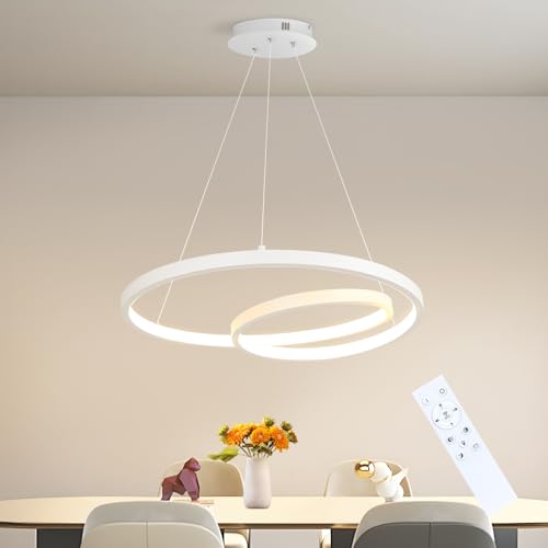 ZMH Pendelleuchte Esstisch Hängelampe LED: 40CM Weiß Hängend Lampe Dimmbar Hängeleuchte Design Esszimmerlampe Modern Esstischlampe mit Fernbedienung Pendellampe für Wohnzimmer Schlafzimmer Küche