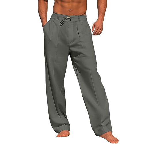 Pantalon couleur unie coupe ample hommes avec poches pratiques de loisirs