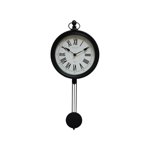 Vintage Wall Clock 8 inch Round, Black Wall Clocks with Pendulum Battery Operated for Living Room, Kichen,Bathroom, Home Office Wall Decor