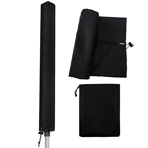 PDEEY Couvre-Lignes de Lavage pour sécheuse rotative, Housse de Protection Noire 165cm étanche avec Fermeture éclair et Cordon de Serrage pour sèche-Linge Rotatif de Jardin, Tissu Oxford imperméable Cover