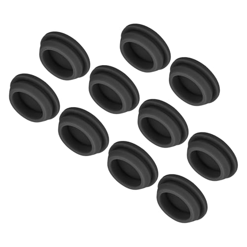 Image of sourcing map 10pcs Silicone Snap in Locking Hole Plugs,25mm/1 Inch Mounting Diameter Narrow Groove Width 2mm Panel Seal Cover Round for Kitchen Bulkheads Waterproof Sealing Plugs Black