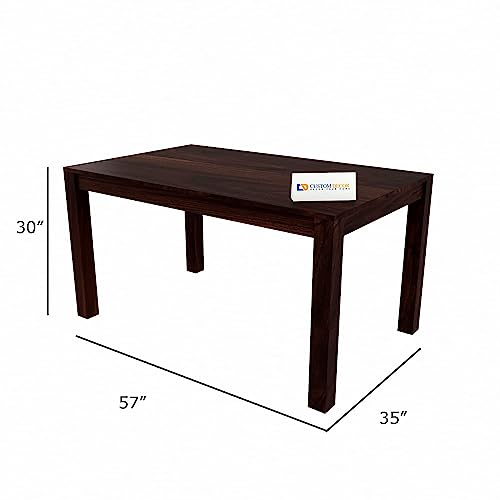 Image of RECTART Sheesham Solid Wood Six Seater Dining Table with Six Chairs Back-Cut for Dining Room & Restaurant | Finish - Warm Chestnut