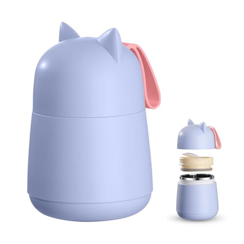EASYLOCK Recipiente térmico para comida, vaso de yogur para llevar, 450 ml, aislado de acero inoxidable, con cuchara plegable para sopa, leche, avena y yogur (morado)