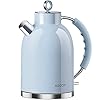 ASCOT Electric Kettle, Stainless Steel Electric Tea Kettle Gifts for Men/Women/Family 1.6L 1500W Retro Tea Heater & Hot Water Boiler, Auto Shut-Off and Boil-Dry Protection (Blue)