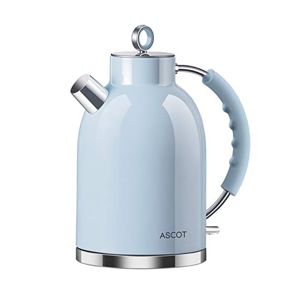 ASCOT Electric Kettle, Stainless Steel Electric Tea Kettle Gifts for Men/Women/Family 1.6L 1500W Retro Tea Heater & Hot Water Boiler, Auto Shut-Off and Boil-Dry Protection (Blue) ASCOT Electric Kettle, Stainless Steel Electric Tea Kettle Gifts for Men/Women/Family 1.6L 1500W Retro Tea Heater & Hot Water Boiler, Auto Shut-Off and Boil-Dry Protection (Blue)