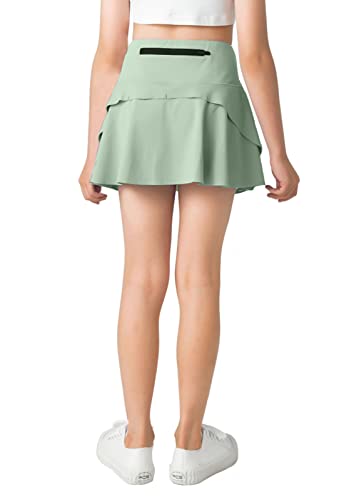 LETAOTAO Girls' Tennis Skirt Golf Skort Kids Athletic with Zip Pockets and Shorts UPF50+3