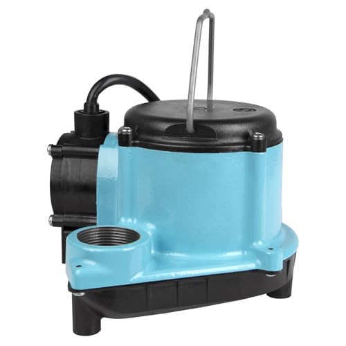 Image of Little Giant 6-CIA 115 Volt, 1 /3 HP, 2760 GPH Cast Iron Submersible Sump Pump with Integral Diaphragm Switch, 25-Ft. Cord, Blue, 506125