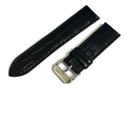 Pulseira Relógio couro, com costura, textura Croco.lc119 Cor:Preta;Tamanho:20mm