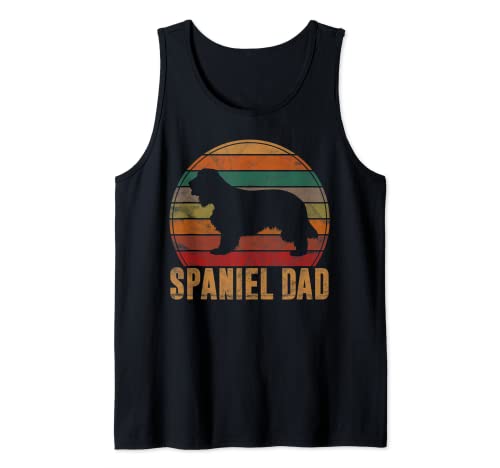 Retro Spaniel Dad Gift Dog Owner Pet Inglés Cocker Padre Camiseta sin Mangas
