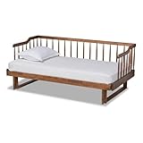 Baxton Studio Muriel Walnut Wood Expandable Twin to King Size Spindle Daybed