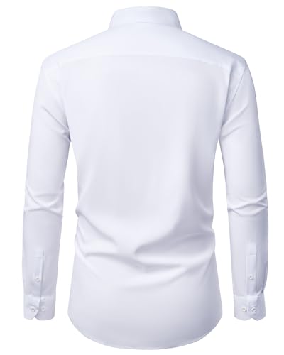 Alimens & Gentle Mens Dress Shirts Casual Long Sleeve Wrinkle Free Stretch Club Prom Party Button Down Shirt with Pocket2