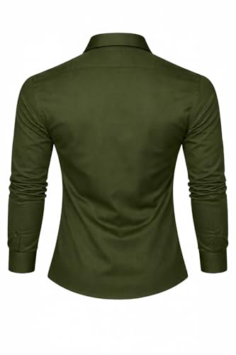 Image of Men's Slim Fit Long Sleeve Button-Down Shirt, Casual Formal Style with Chest Pocket