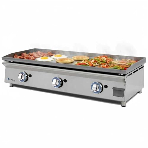 MBH - Plancha LUX WORLDMAI a Gas Profesional de 100 cm en Acero Laminado para Hostelería. Plancha con estructura de INOX para Cocina Industrial de Bar y Restaurante