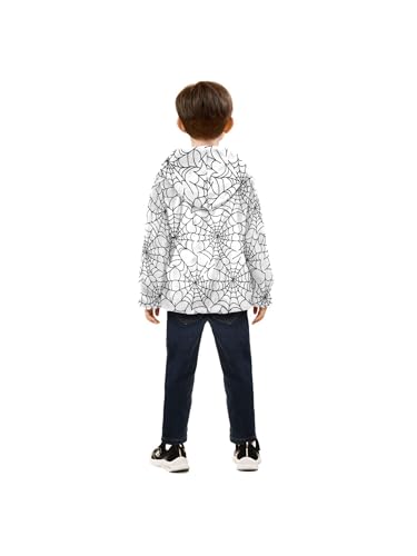 Spider Web Simple Line Girls Fleece Jacket Girls Fall Jacket Boys Coats Zip Up Hoodie Children Sherpa Warm Outerwear 2-10T4