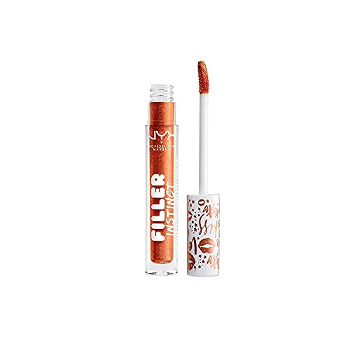 NYX Professional Makeup Lipgloss, Filler Instinct Plumping Polish, Glitzernder Lippenstift, Vegane Formel, Feuchtigkeitsspendend und pflegend, 2,5 ml, Farbton: Copper Gold