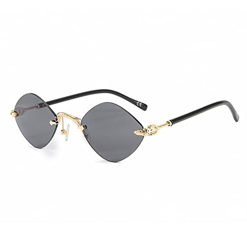 CGZWFERA-Small Rimless Steampunk Sunglasses Women Men Rhombus Sun Glasses Ladies Retro Style Travel UV400