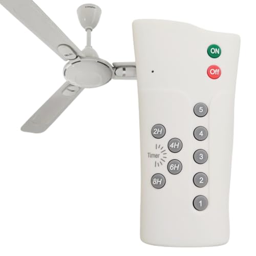 Image of ZIEVA Compatible with Cropton Ceiling Fan Remote Control Wireless with Light, Timer Mode and Speed Adjustment - Remote Control Kit (Fan Not Included) - White