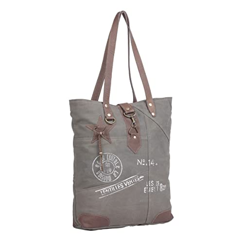 Myra Bag Western Canvas Tote Bag for Women - Cotton Leather Bag Time's Wheel2