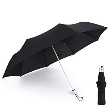 VRCT Black 3-Fold Umbrella, Water Proof | Rain, Sun & UV Rays Protection Umbrella for Men and Women (Color May Vary)