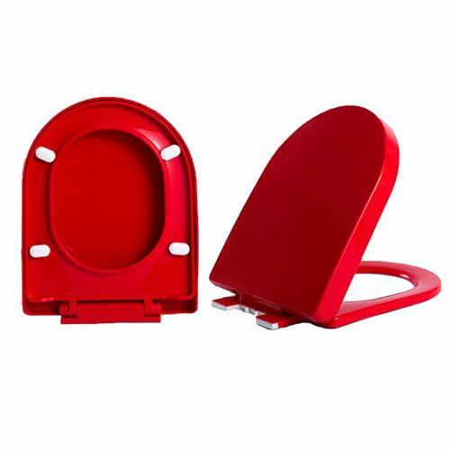 WDWDW Sedile WC con Chiusura Ammortizzata a Forma di D, sgancio rapido a Forma di D per Una Facile Pulizia - Cerniere Regolabili con fissaggi Superiori