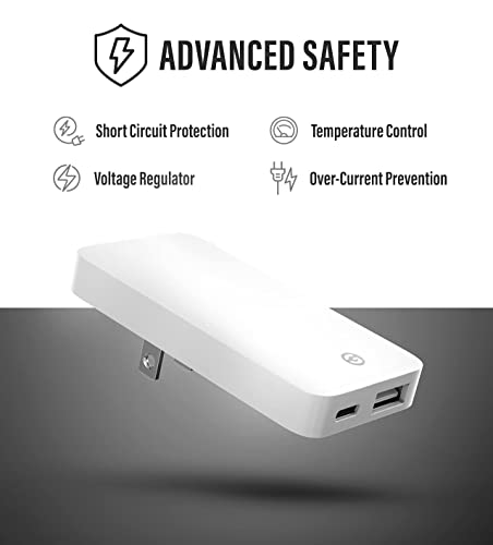 Type C Flat Wall Charger, Galvanox Ultra Slim (Multi-Port Power Adapter) For Iphone 11/12/13 Iphone 14 Pro/Max And Samsung Galaxy Models, 20W Fast Charging Outlet Plug - 3 Pack (Dual Usb-C Usb-A) #TOP3