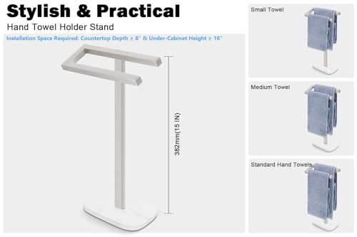 Livabber Standing Hand Towel Holder, 304 Stainless Steel Hand Towel Rack Stand with Heavy Marble Base, Bath Accessories, Towel Ring for Bathroom Kitchen Countertop, 14 Inch (Brushed Nickel) by Livabber - Image 4