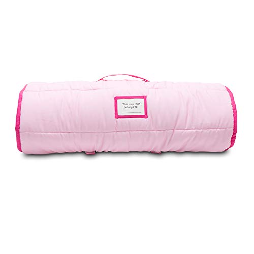 Funhouse Happy Rainbows Kids Nap Mat Set – Includes Pillow and Fleece Blanket - Great for Girls Napping During Daycare, Preschool, or Kindergarten - Fits Toddlers and Young Children