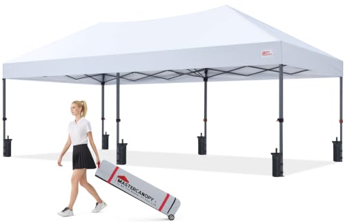 Image of MASTERCANOPY 10x20 Durable Pop Up Canopy Tent with Roller Bag, White