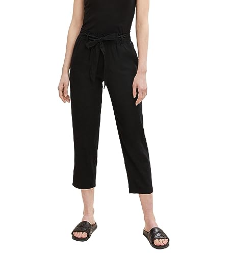 TOM TAILOR Denim Damen Leinenhose mit Streifen 1031453, 14482 - Deep Black,...