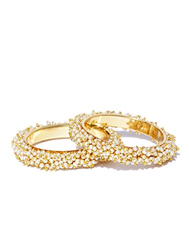 YouBella Jewellery for women Traditional Pearl Studded Gold Plated Bangles for Women and Girls