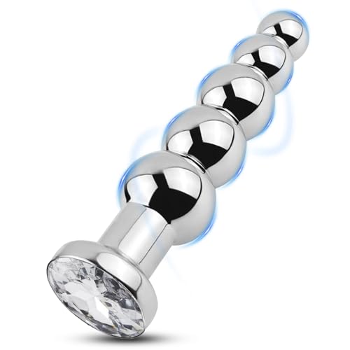 MACQIU Plug Anale Dildo Palline anali con diamante di cristallo, Dilatatori Anali Plug Analesex Sex toys Sessuali per Donne Uomo Coppia, Anali Sexytoysys stimolazione del punto G (Bianco)