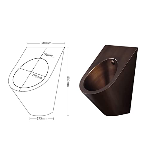 OTQEFTN Men's Metal Urinal, 304 Stainless Steel Wall-Mounted Automatic Flushing Small Vertical Urinal with Sensor Valve Flushing, Suitable for Family, Hotel, School Use