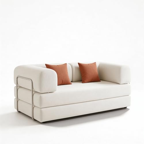 Coco Living Canapés-Lits Convertibles clic-clac compressé KAIA 2 Places (Blanc Orange)