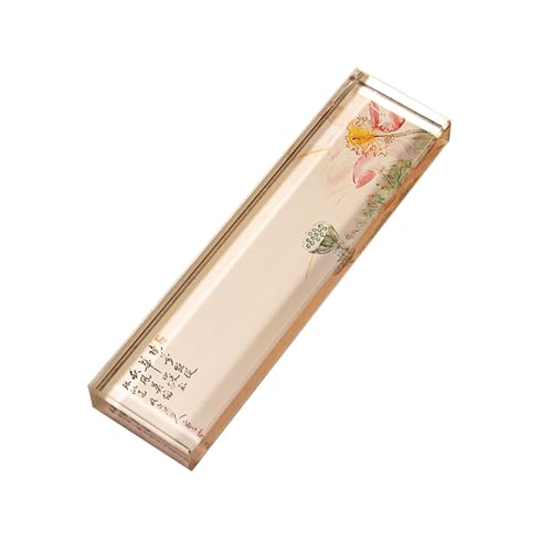 クリスタルガラス文鎮 古風 書道用紙を押さえるのに最適 荷花や青梅、桃の絵柄 透明 書道具 書道小物 おしゃれ かわいい ぶんちん 文房具 アート 書鎮 ペーパーウェイト 机 装飾 デスクトップ 装飾 贈り物 (蓮の花LKBD)