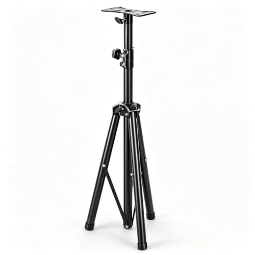 Image of HASTHIP Aluminum Tripod Speaker Stand, 90 to 180 cm Adjustable Speaker Mount Stand with Safety Lock Pin, Anti-wobbing Stable Foldable Tripod Base for DJ Live Events Home Theater Studio and Outdoor