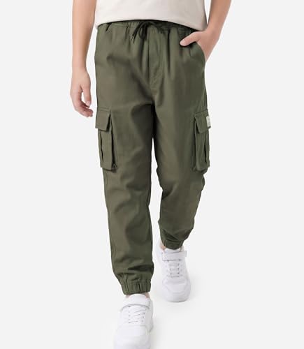 Image of TLAENSON Boys Cargo Joggers Pants Elastic Waist Casual Jogging Trousers Bottom for Kids 6-16 Years