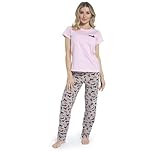 A2Z Ladies Sausage Dog Pyjama Set Pink Cotton Top & Grey Sausage Dog Print Bottoms - PJS LDS 466 Pink & Grey 16-18