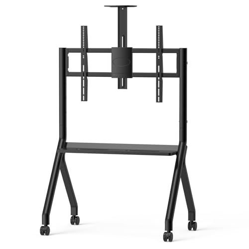 Image of Shiarffe Smart Board Stand for 55 inch- 86'' Interactive Whiteboard, Mobile Stand with Locable Rolling Wheels for Smart Whiteboard, Black