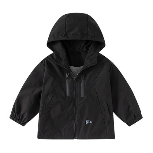 Boys Windproof Hooded Jackets Long Sleeve Zip up Lightweight Windbreaker Outwear Coats with Pocket
