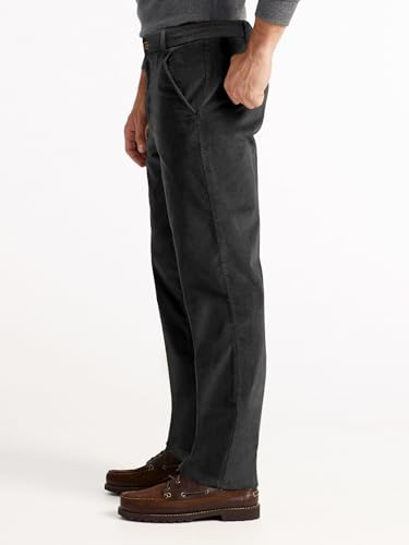 PLEPAN Mens Dress Corduroy Pants Classic Fit Stretch Elastic Waist Casual Pant Dark Gray Medium3