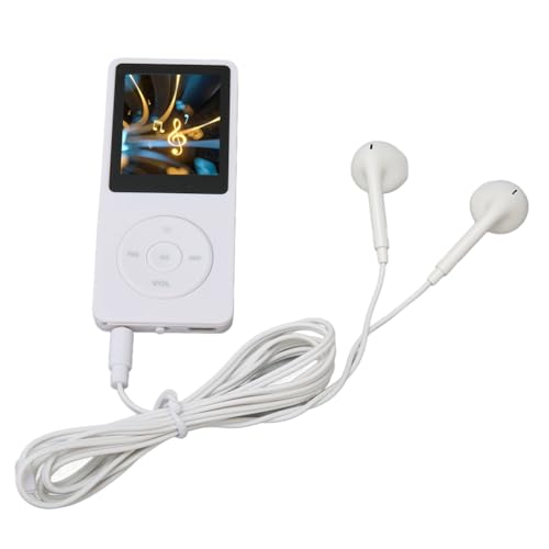 Ujjdwiurgh Reproductor de MP3 y MP4 portátil con pantalla de 1.8 pulgadas, compatible con grabación, ampliable hasta 64 GB, 30 horas de reproducción, para viajes, color blanco