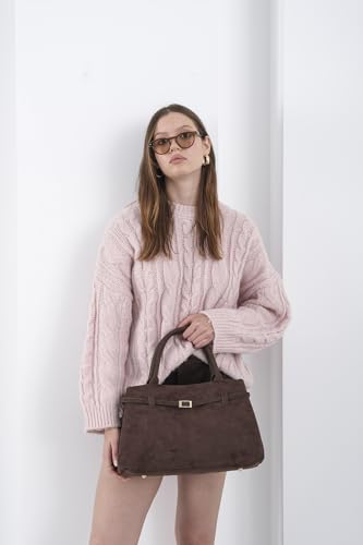 Bolso Tote de Mujer en Gamuza con Herrajes Dorados miniatura 3